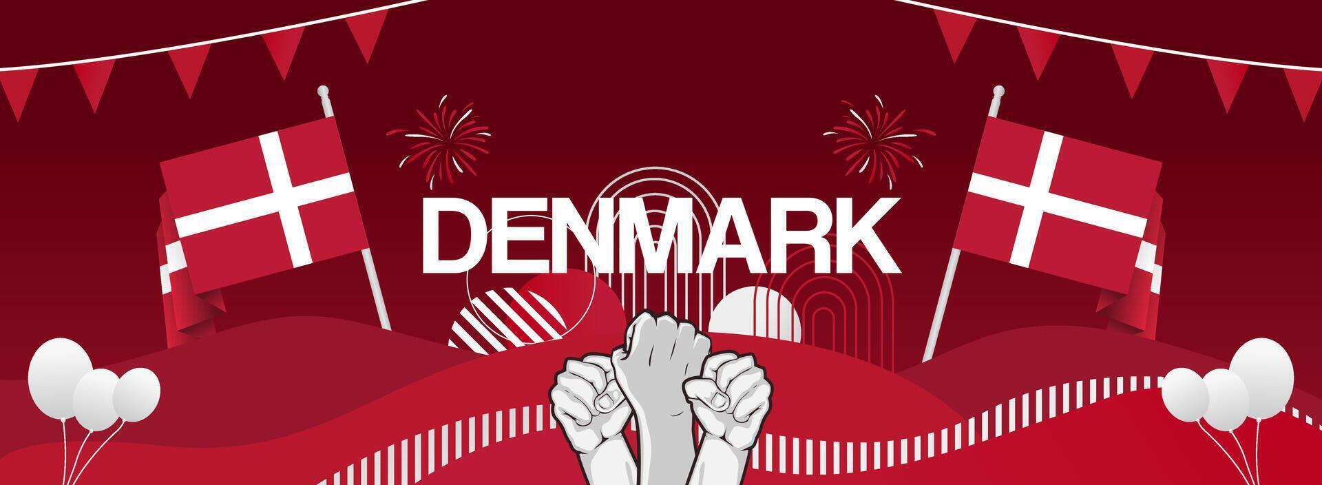 Horizontal banner of Denmark national day festivity. Can be used for new year event, sport event, or web header vector