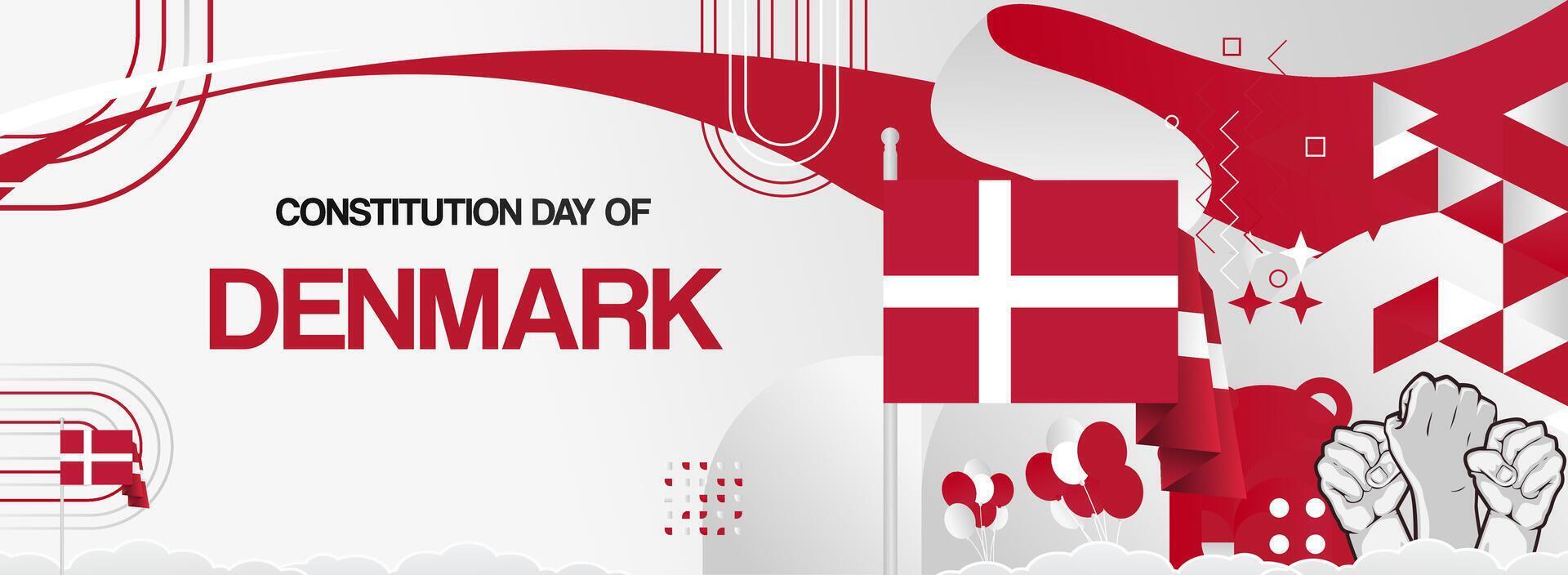 Modern geometric design for Denmark constitution day greeting card banner vector