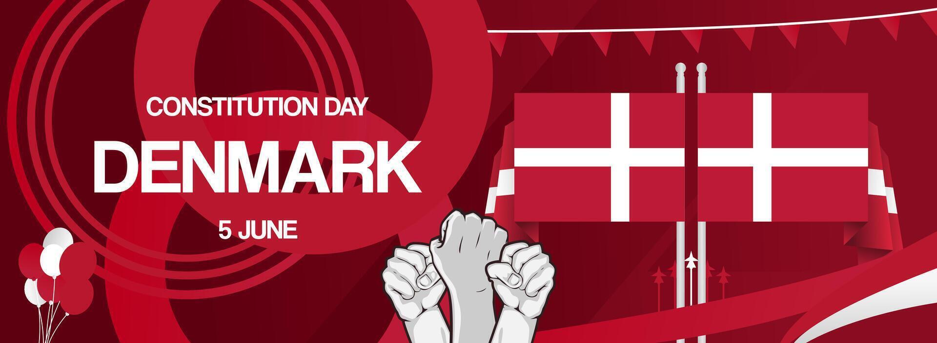 Wide template to celebrate Denmark constitution day. Can be used for business presentation, sport poster, web cover vector