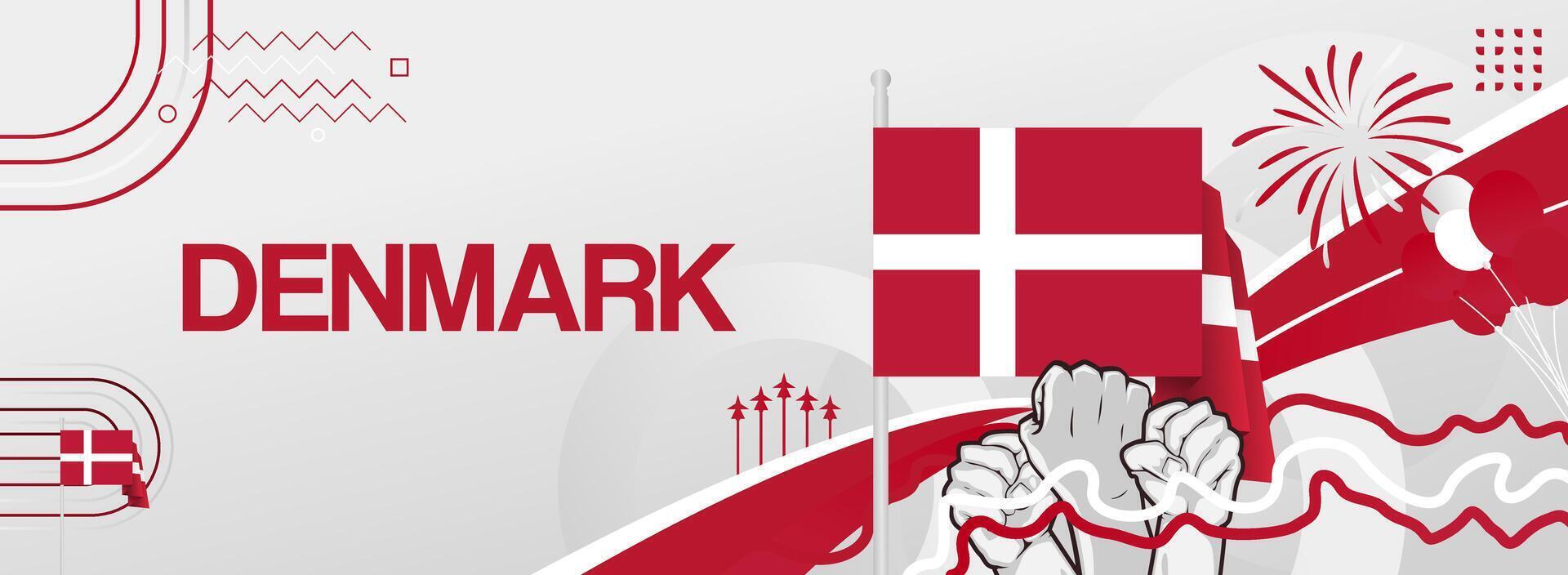 Happy Denmark national day in flag colors. Festive greeting card to commemorate constitution day vector