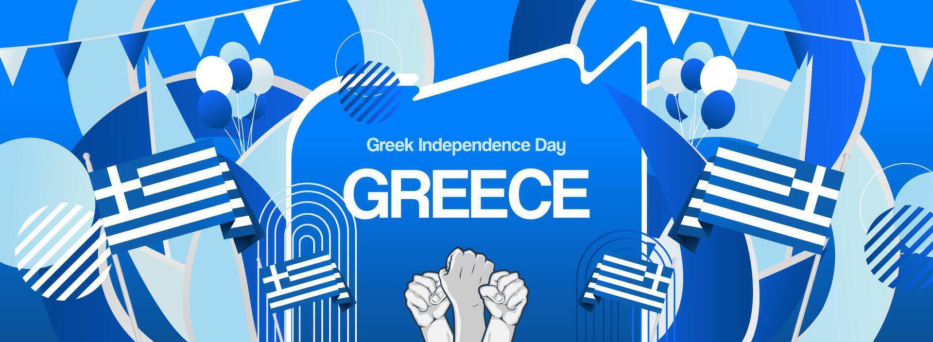 Greece national day celebration template design. Creative abstract art for use as greeting card, sports poster, stage backdrop, or billboard. vector