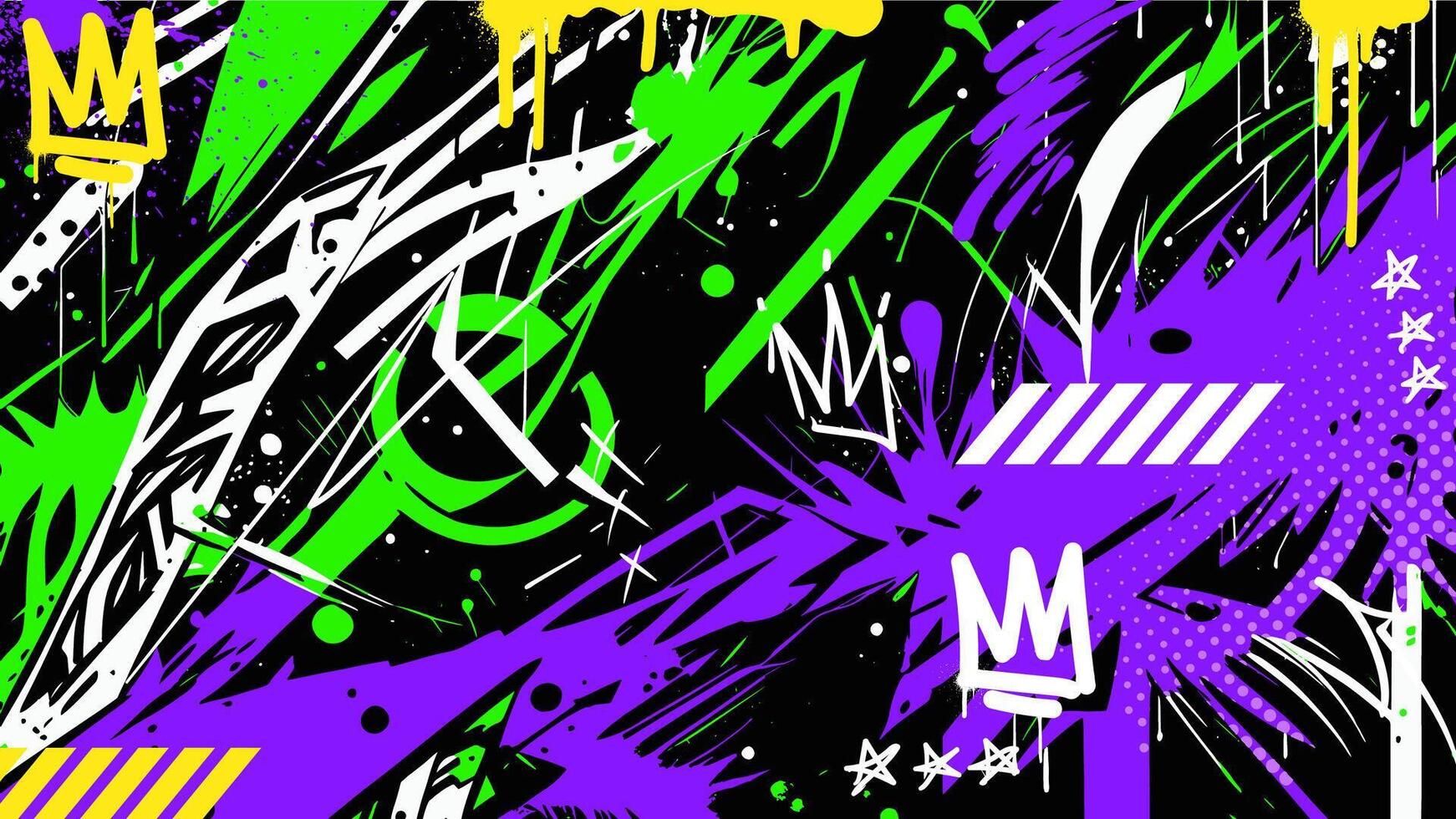 Raw and mutiples colors of digital graffiti with throw-up, hand-drawn, grunge and tagging splatter effects vector