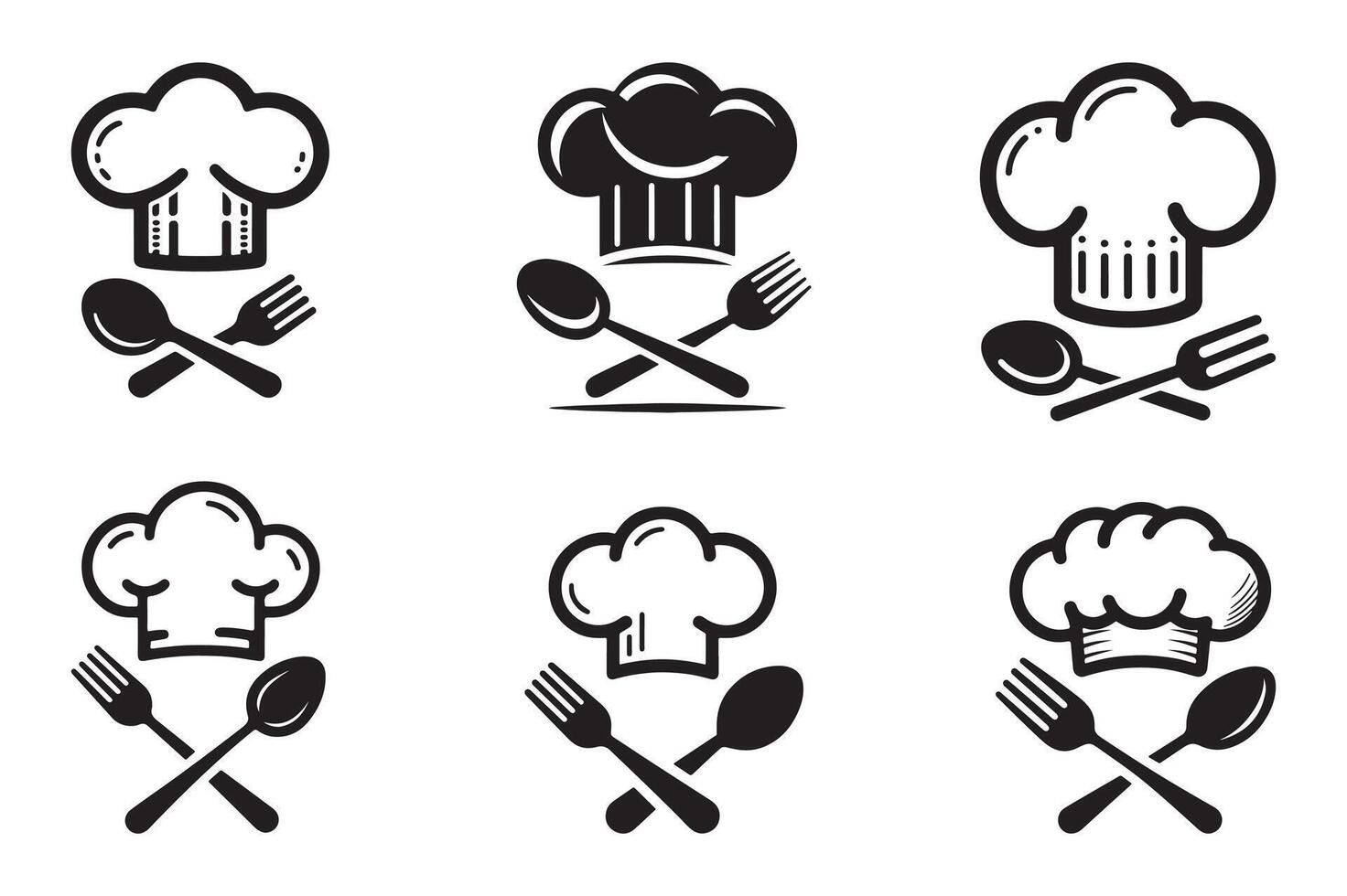 Minimalist Chef Hat with Fork and Spoon Silhouette Design vector