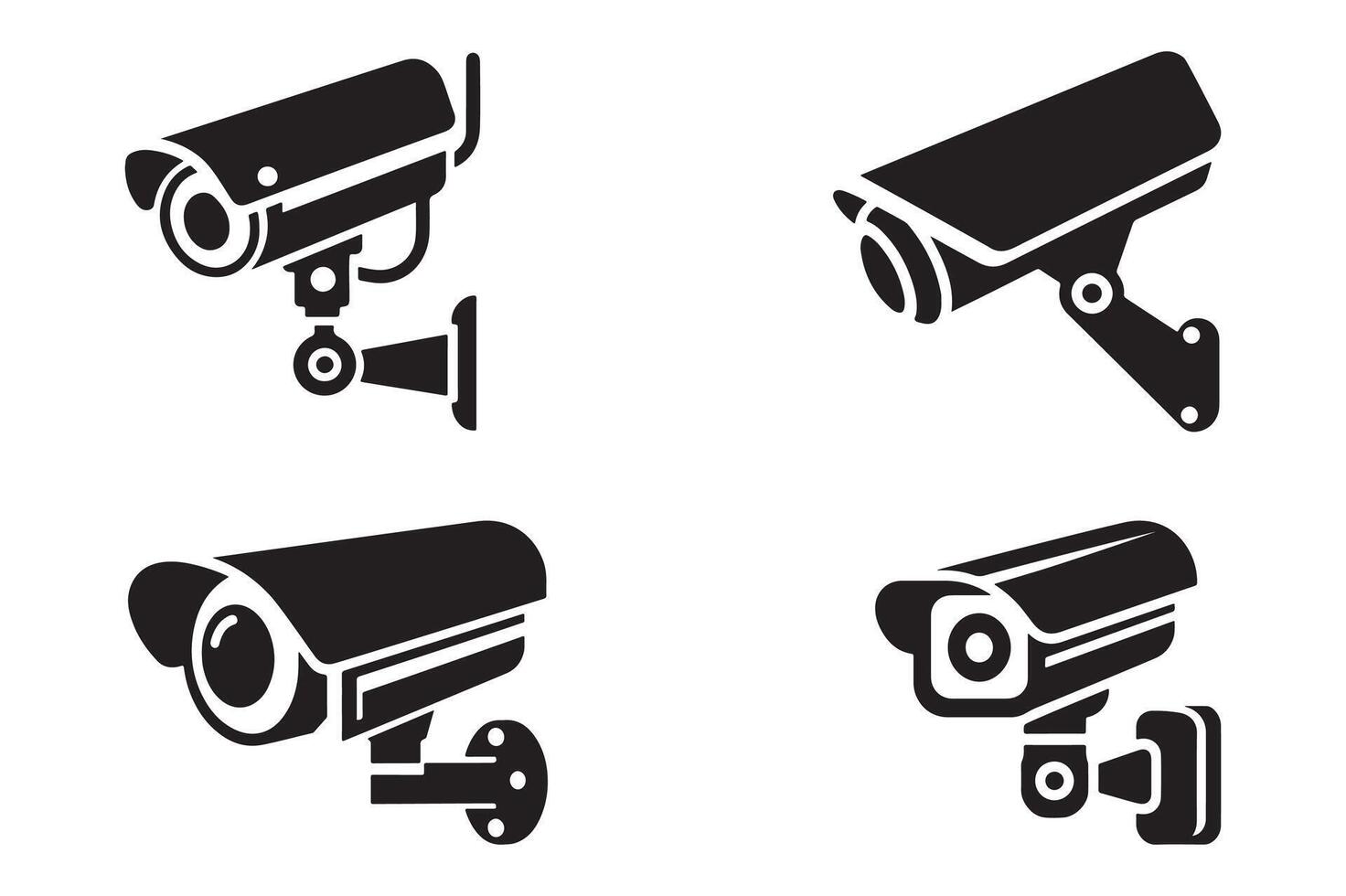 Security Camera Icons Set in Silhouette Style vector