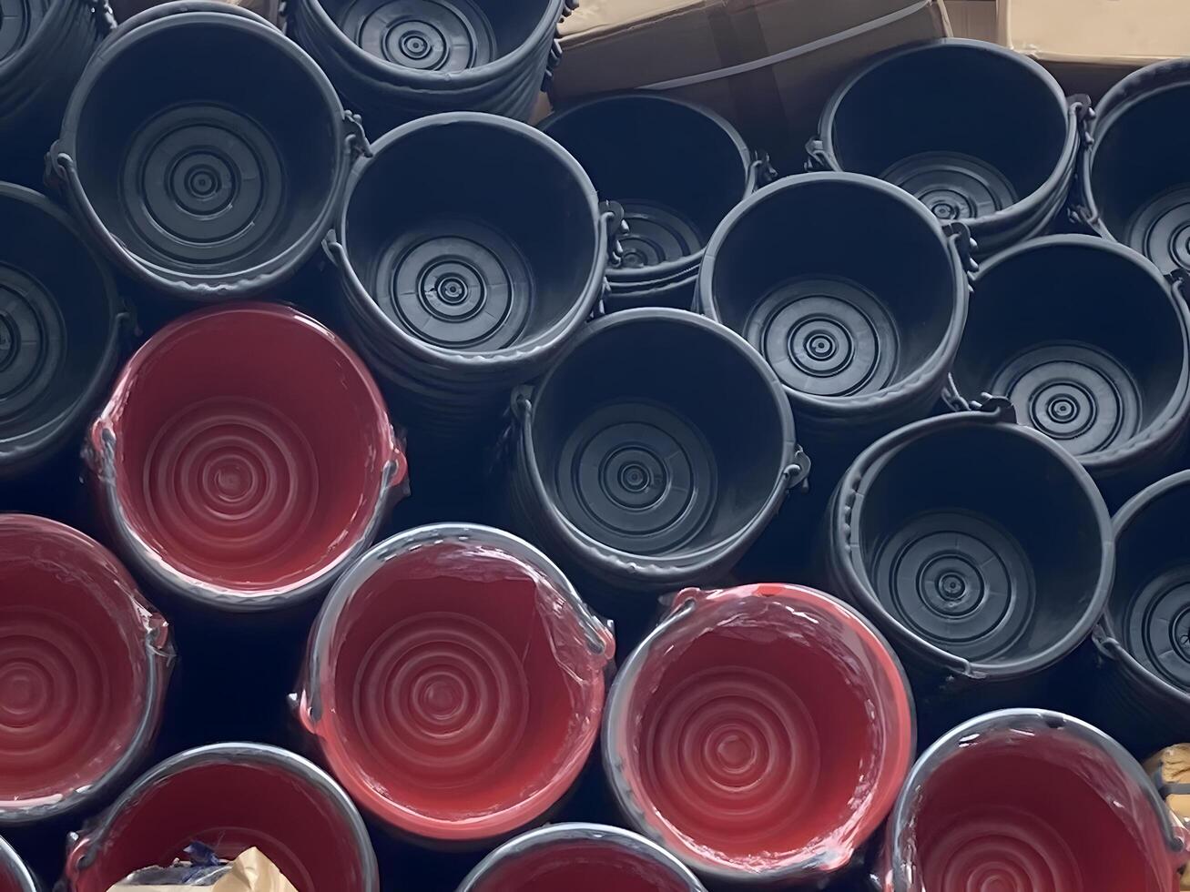 A pack of plastic buckets photo