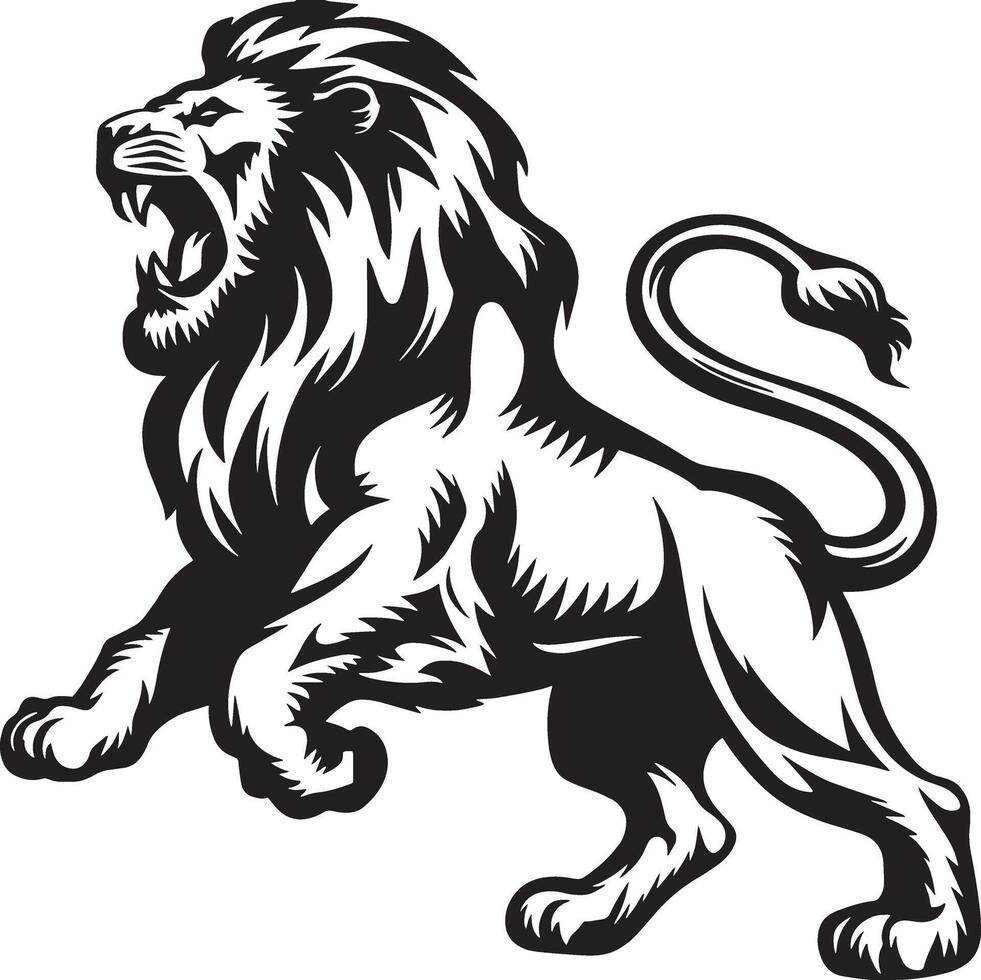 Roar Lion Silhouette Art Illustration with White Background vector