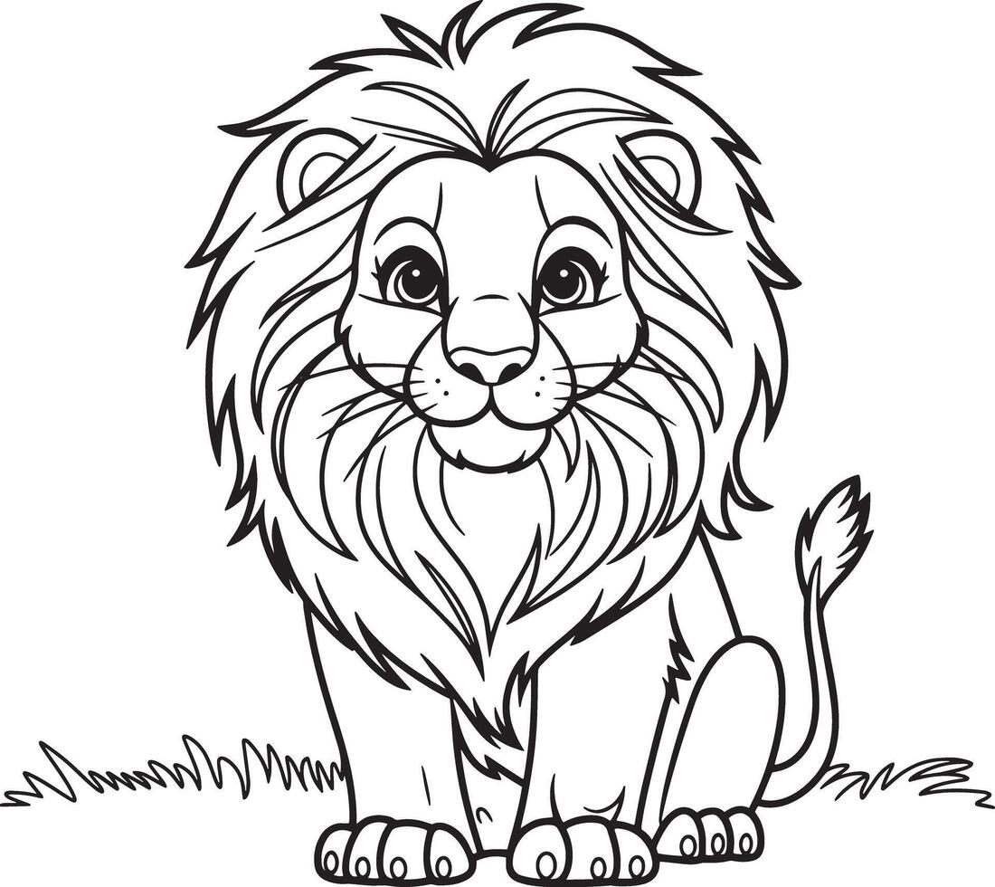 Cute Lion Silhouette Art Illustration with White Background vector
