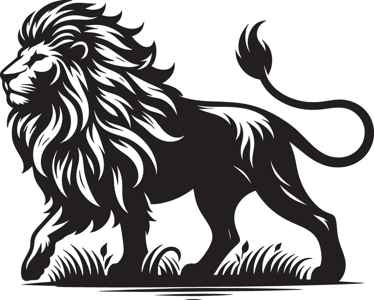 Angry Lion Silhouette Art with White Background vector