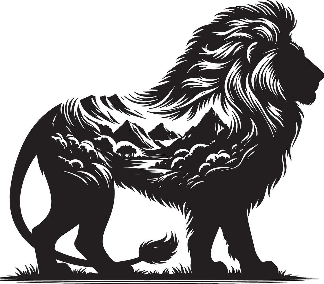 Lion Art Silhouette with White Background vector