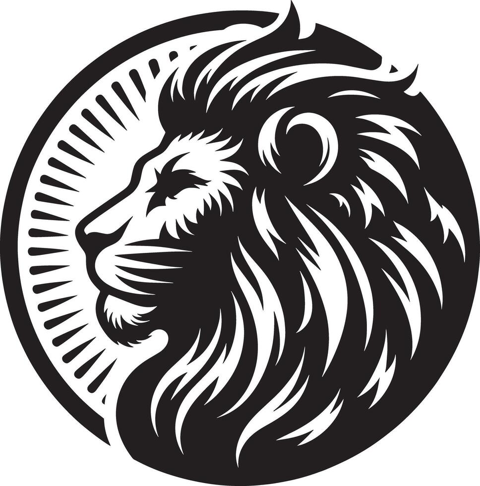 Lion Head Silhouette Art Illustration with White Background vector