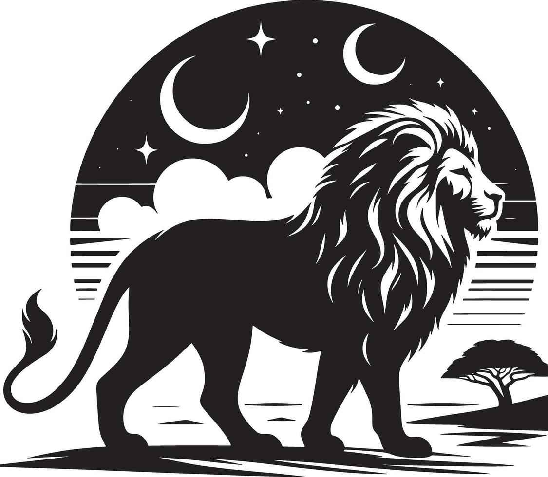 Lion Silhouette Art Illustration with White Background vector