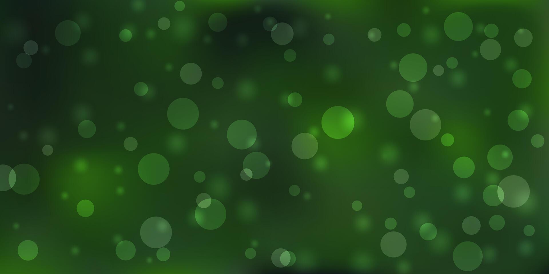Green background with overlapping bokeh circular shapes soft edges light and dark areas vector