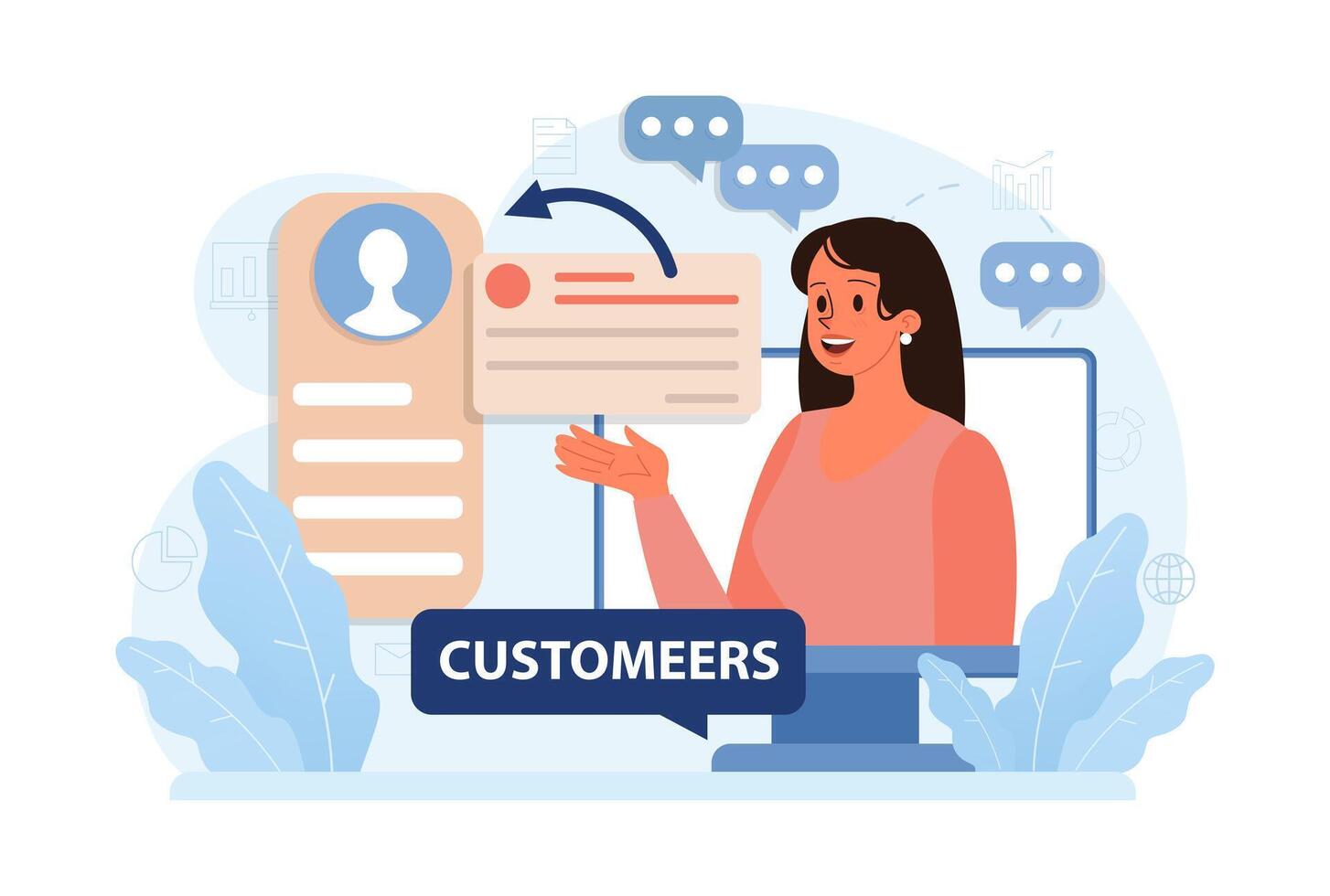 New customers search. Character web searching. Business development vector