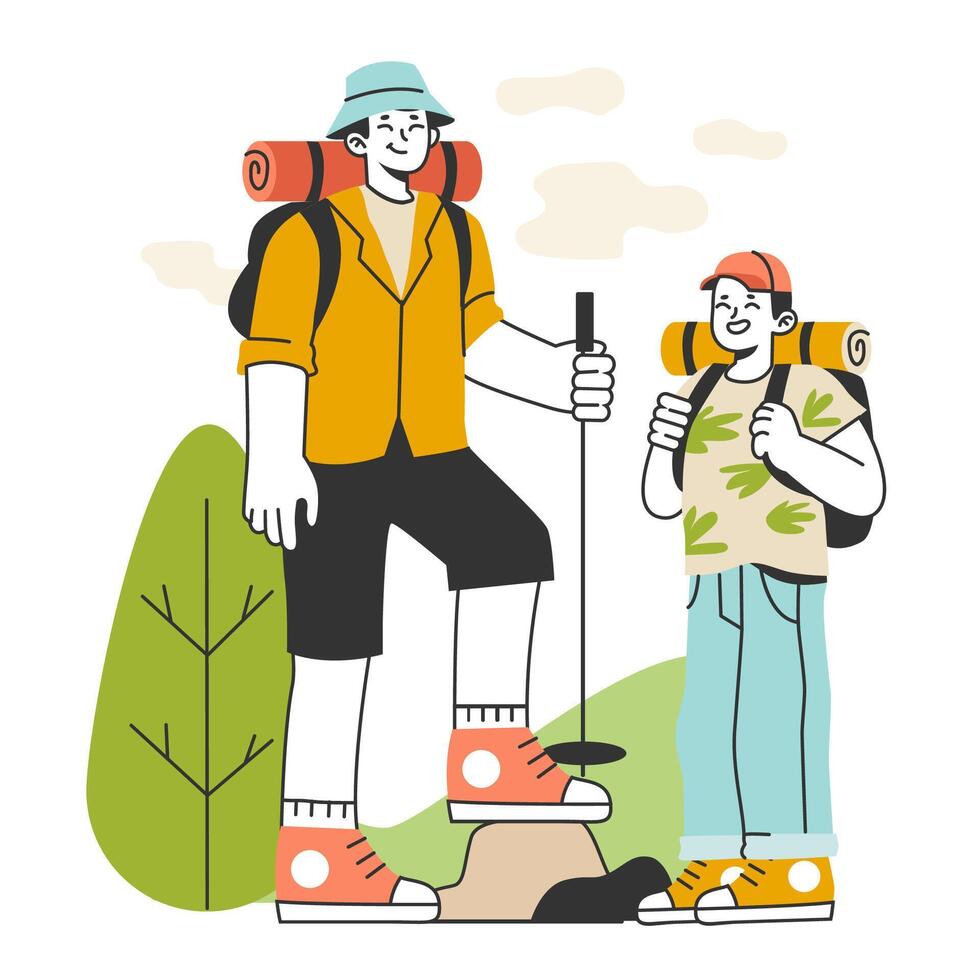 Slow traveling. Slow life principles and activity. Outdoor relaxation vector