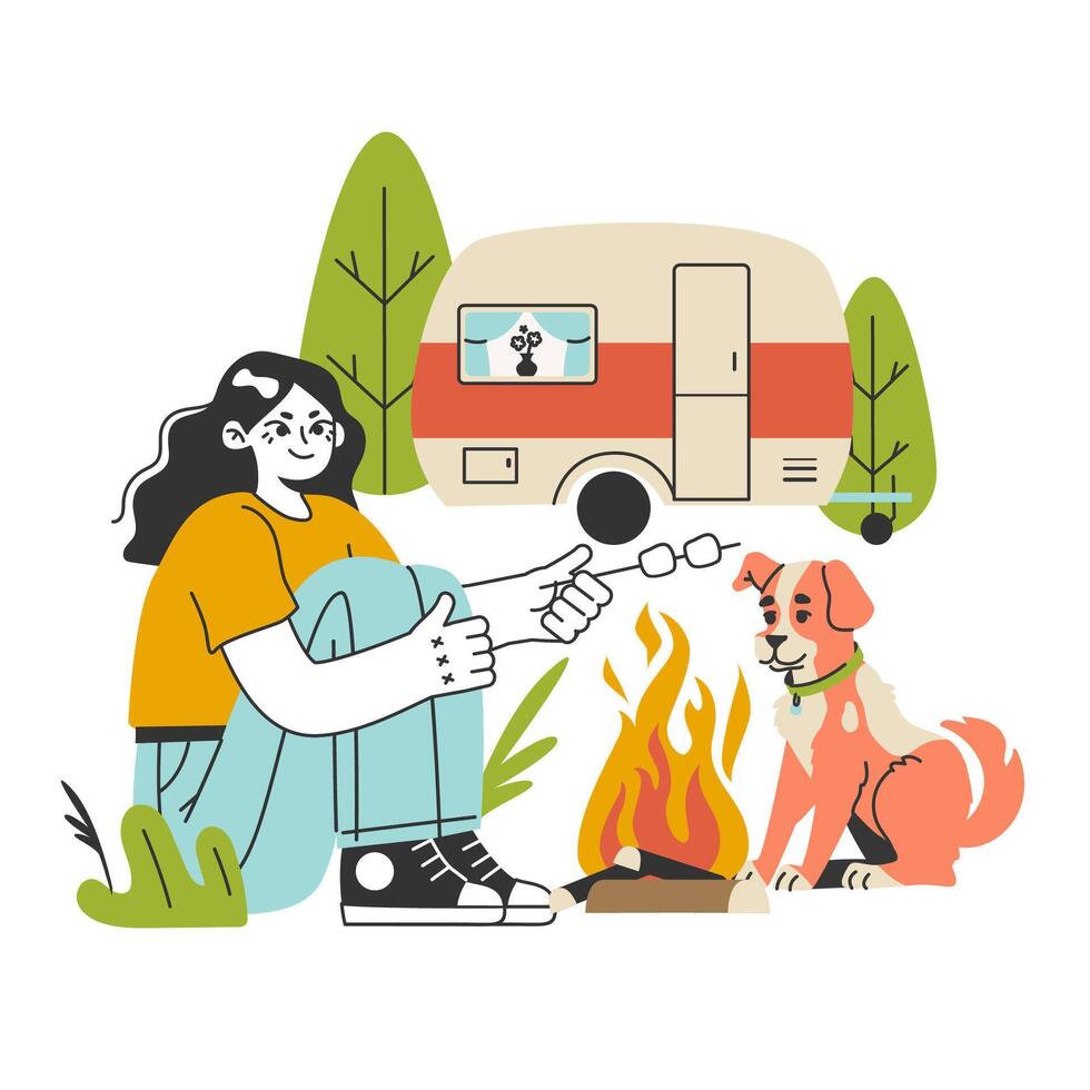 Slow traveling. Slow life principles and activity. Outdoor relaxation vector