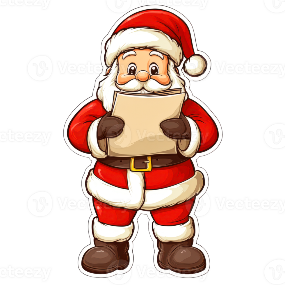 Cheerful Cartoon Santa Claus in Red Suit png