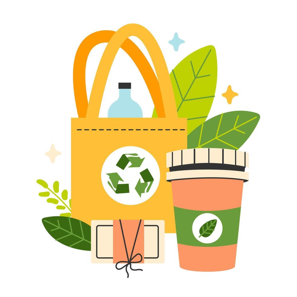 Zero waste movement. Environmental protection and social responsibility vector