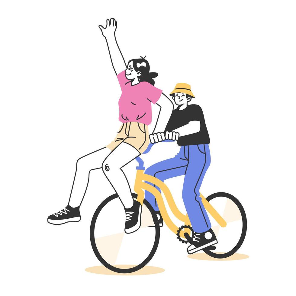 Healthy and active lifestyle. Young teenage characters hang out outside vector