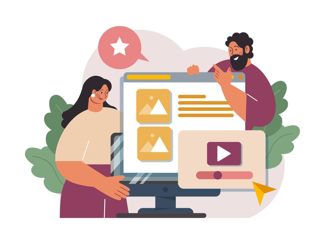 Marketing campaign. Brand or product advertising with entertaining vector
