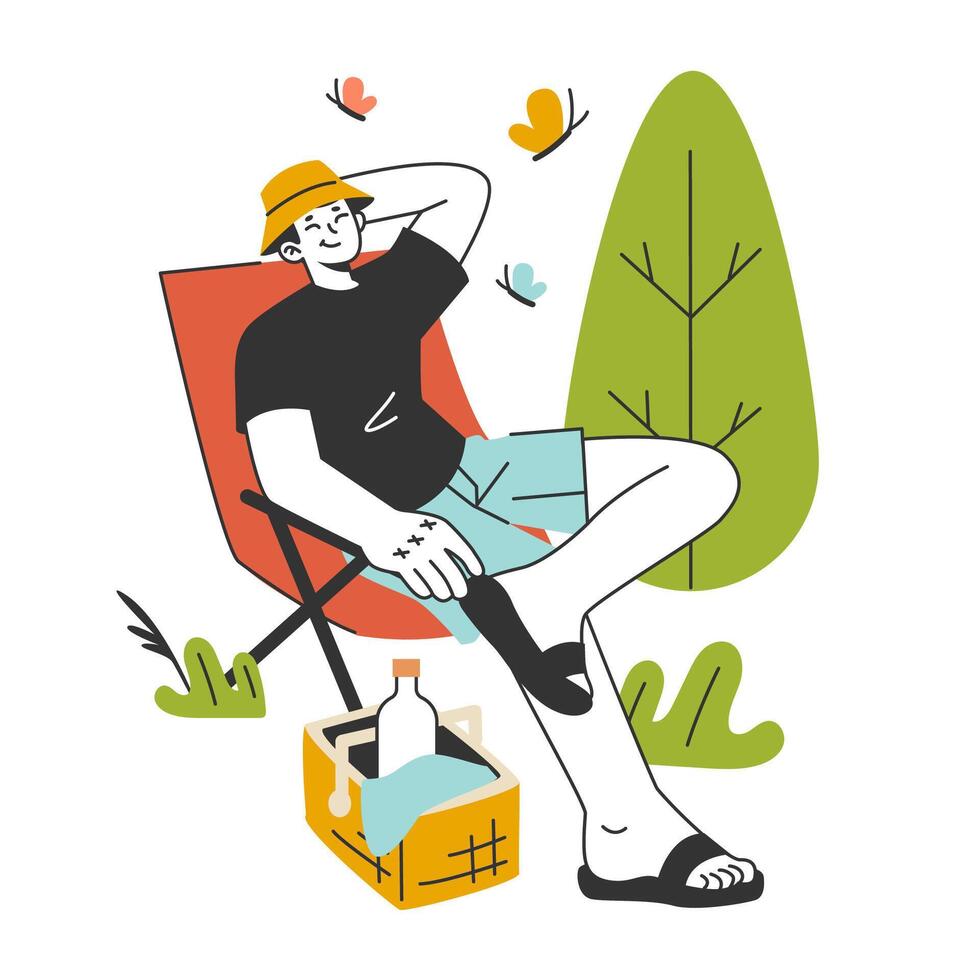 Slow traveling. Slow life principles and activity. Outdoor relaxation vector
