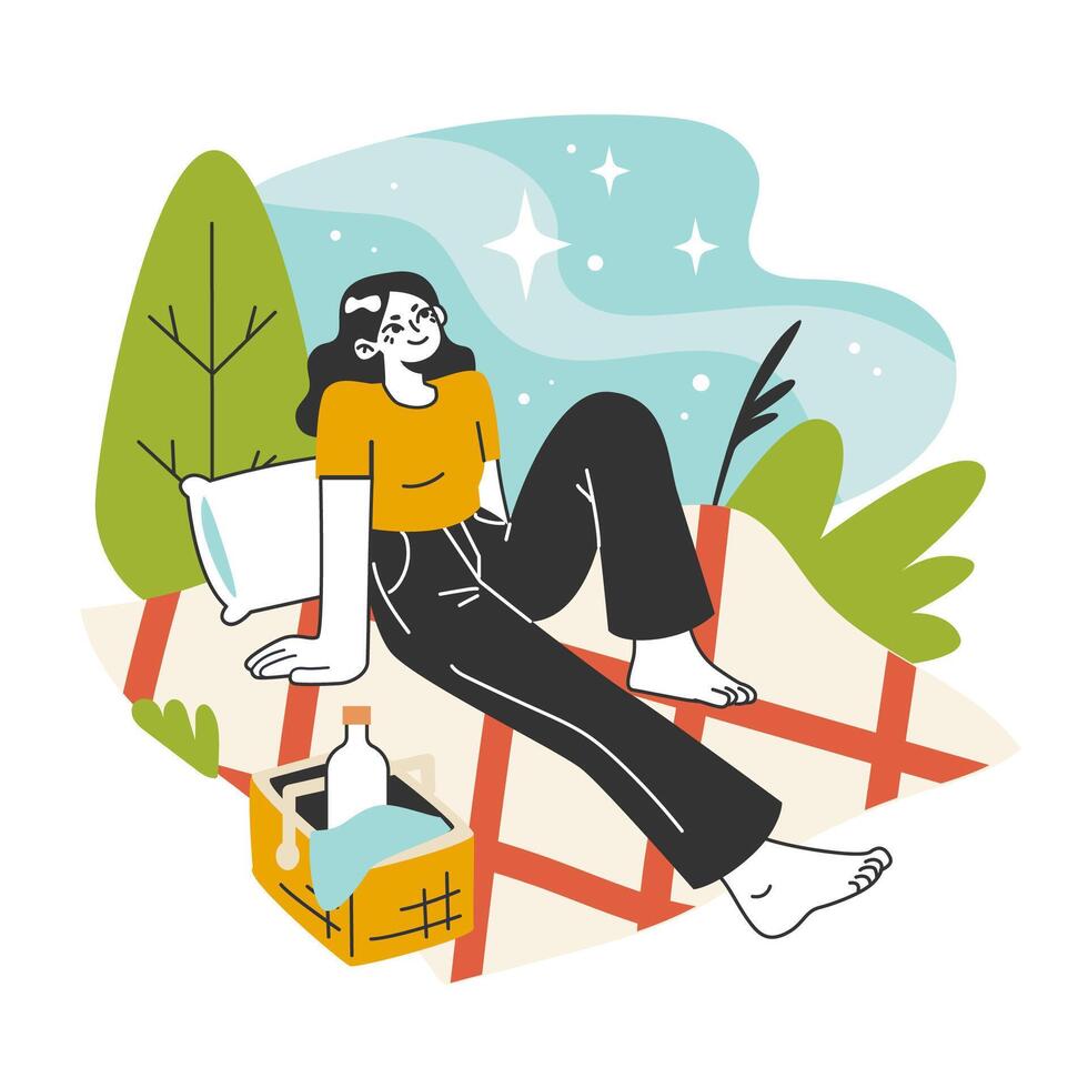 Slow traveling. Slow life principles and activity. Outdoor relaxation vector
