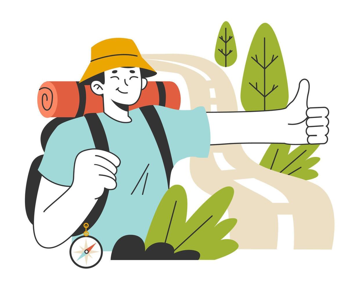 Slow traveling. Slow life principles and activity. Outdoor relaxation vector