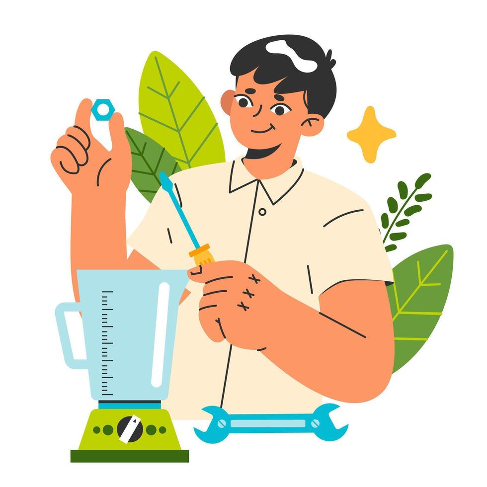 Zero waste and circular economy. Upcycling or repair of old or broken vector