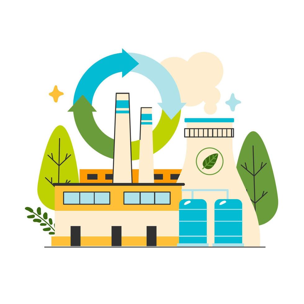Circular economy. Product life cycle from production, consumption vector