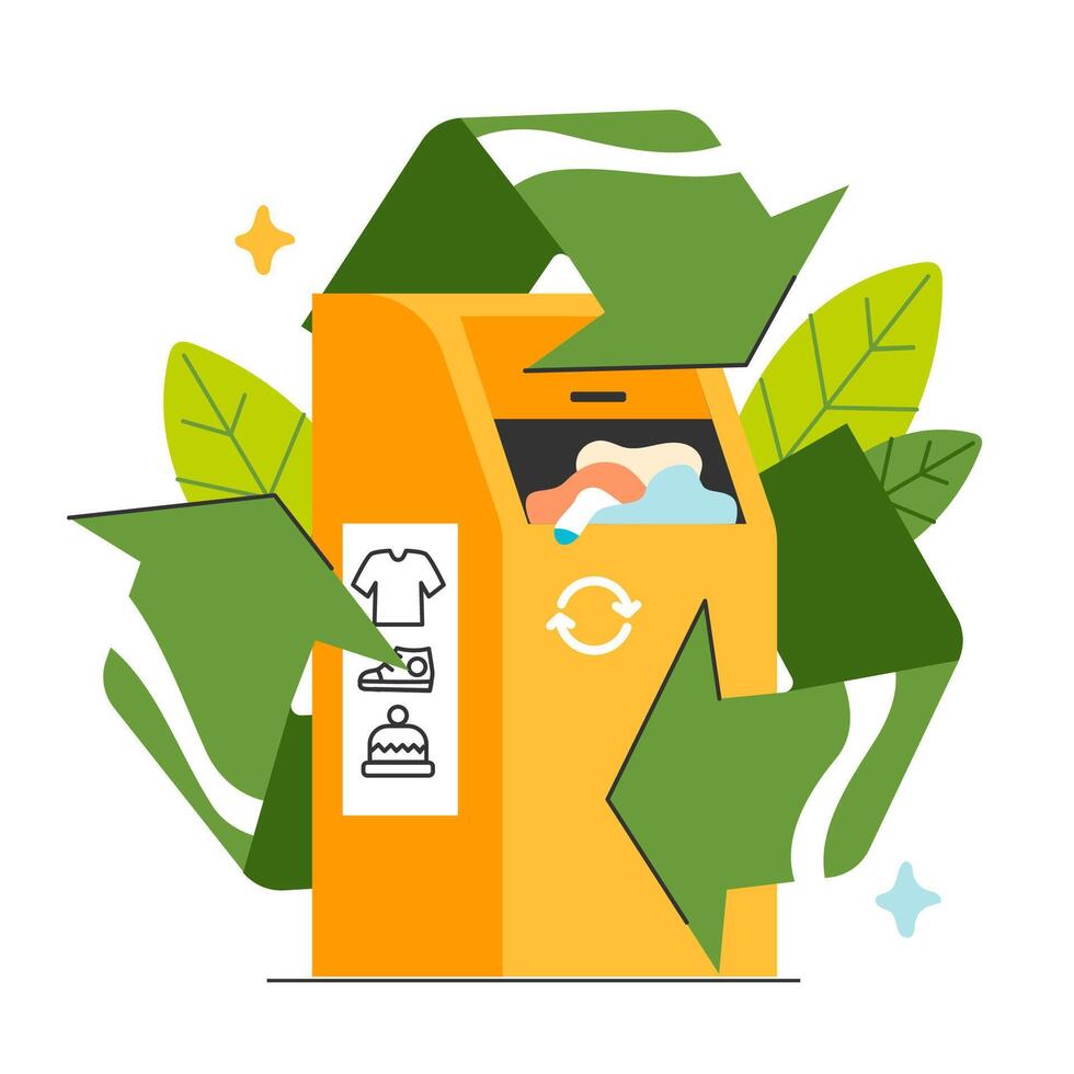 Zero waste and circular economy. Fabric recycling for reducing waste vector