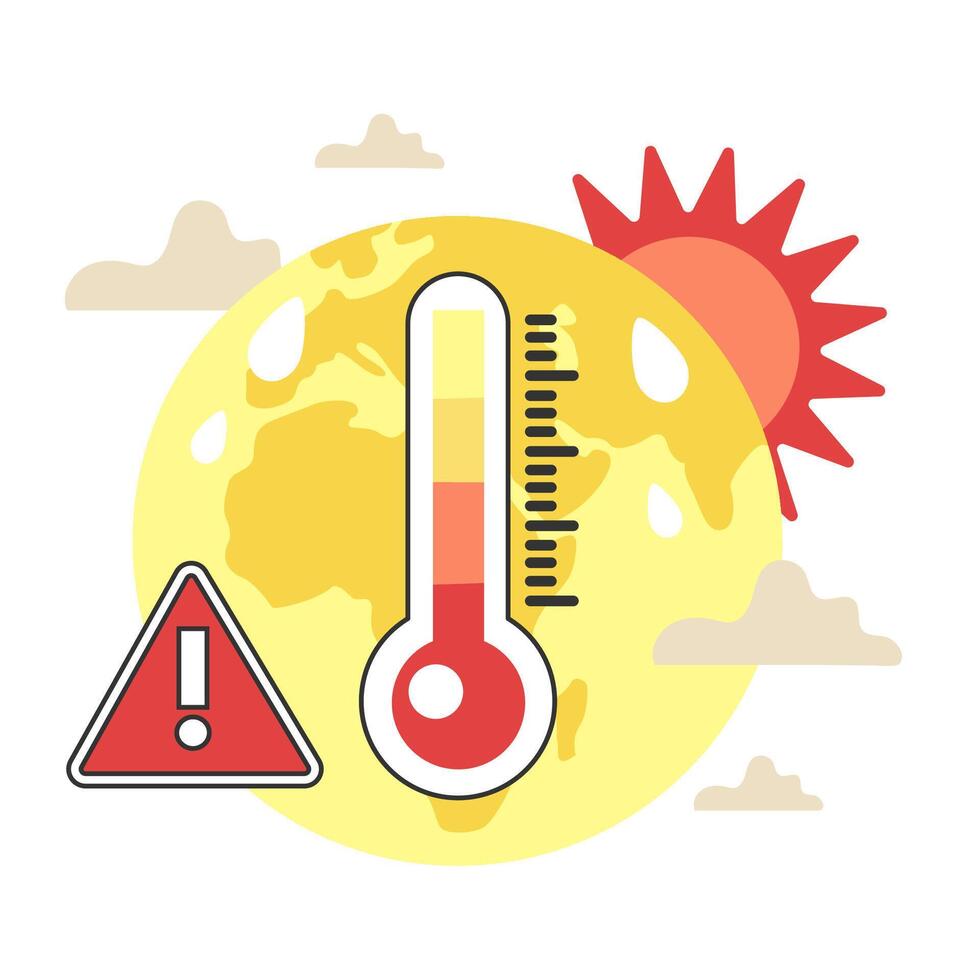 Climate change causing abnormal heat waves. Planet Earth temperature vector