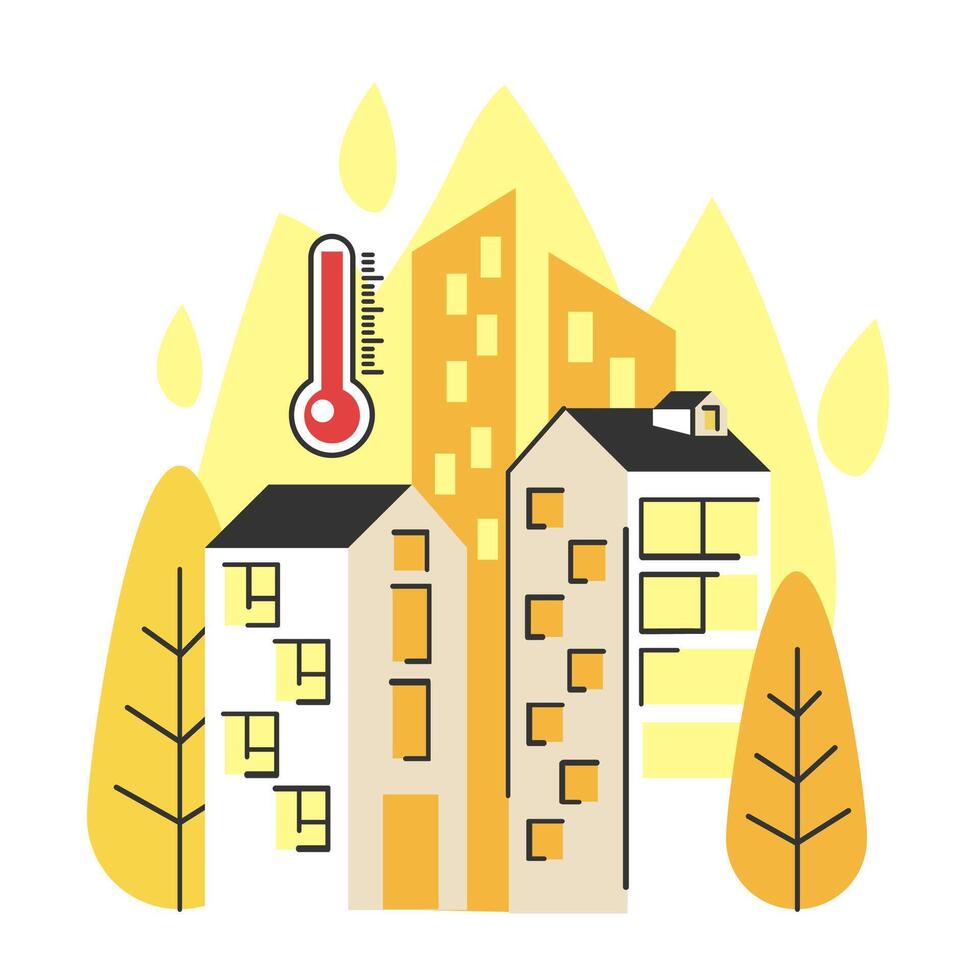 Global warming causing climate change and abnormal heat waves vector