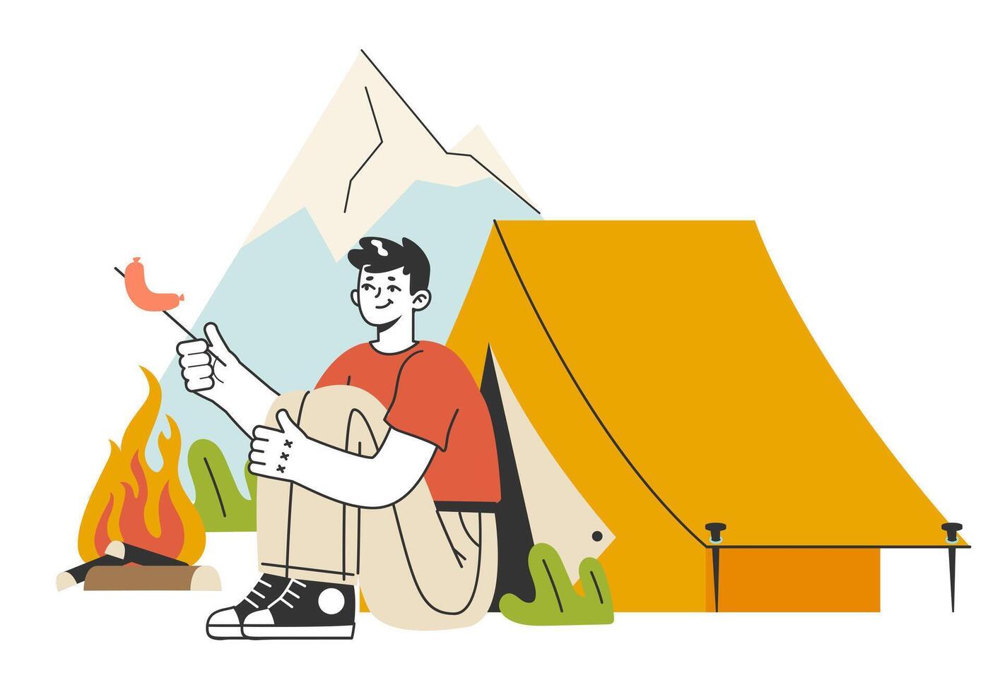 Slow traveling. Slow life principles and activity. Outdoor relaxation vector