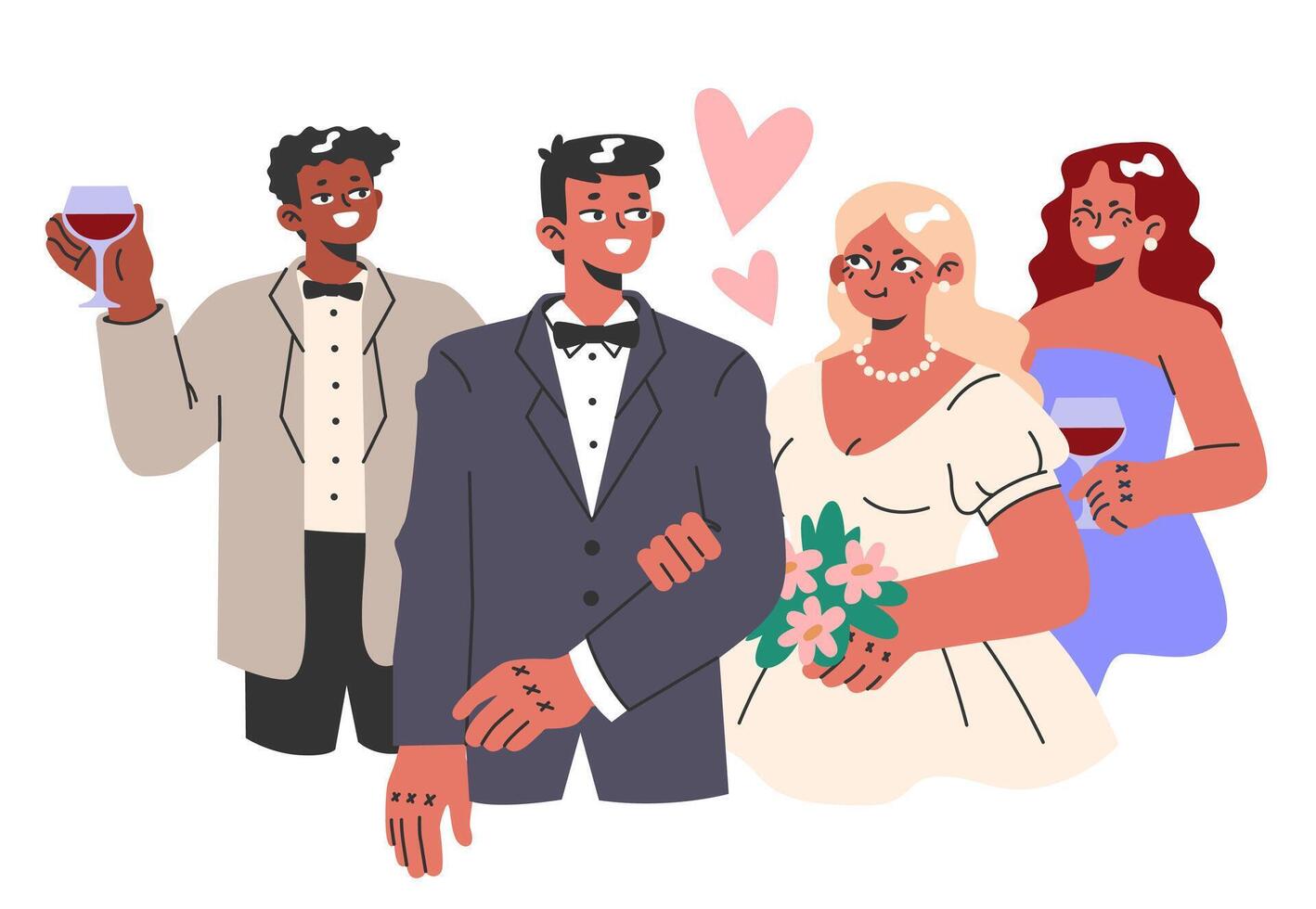 Wedding ceremony. Bride and groom standing together in a formal vector