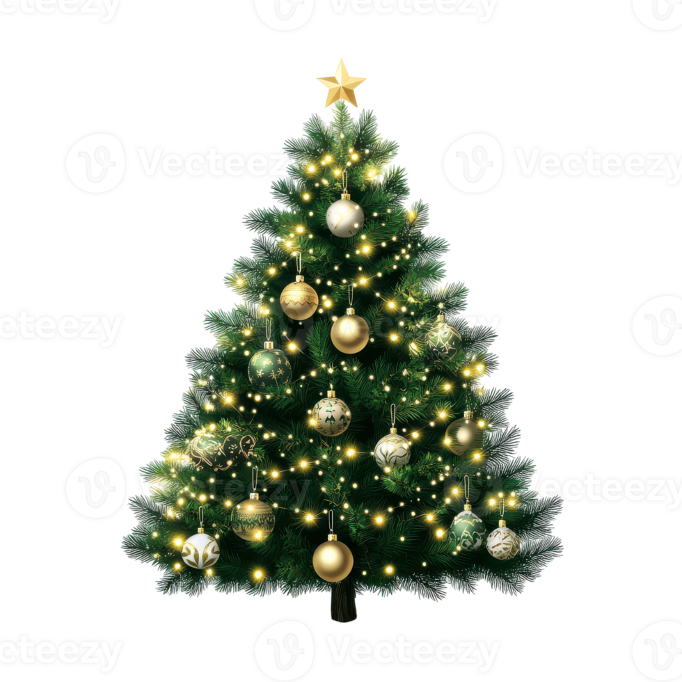 Decorated Christmas Tree with Festive Lights png
