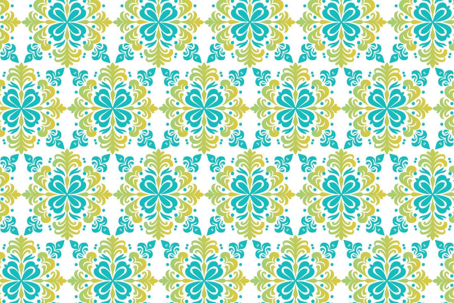 Seamless Abstract Floral and Geometric Pattern for Textile and Fabric Design Featuring Colourful Blossoms and Vintage Inspired Details vector