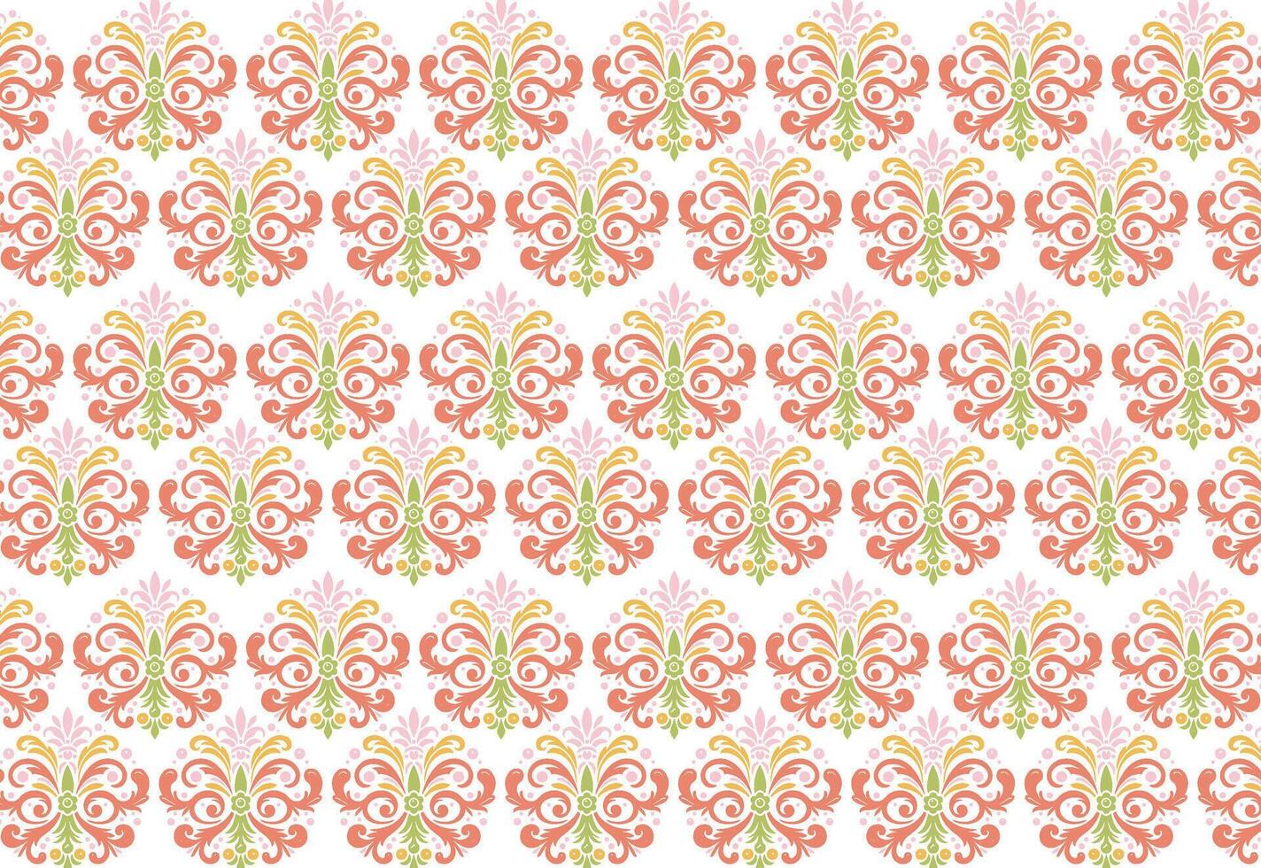 Vintage Ornamental Floral Pattern with Elegant Curls, Swirls, and Geometric Leaf Motifs for Textile Fabrics, Fashion Clothing, and Luxury Wallpaper Design vector