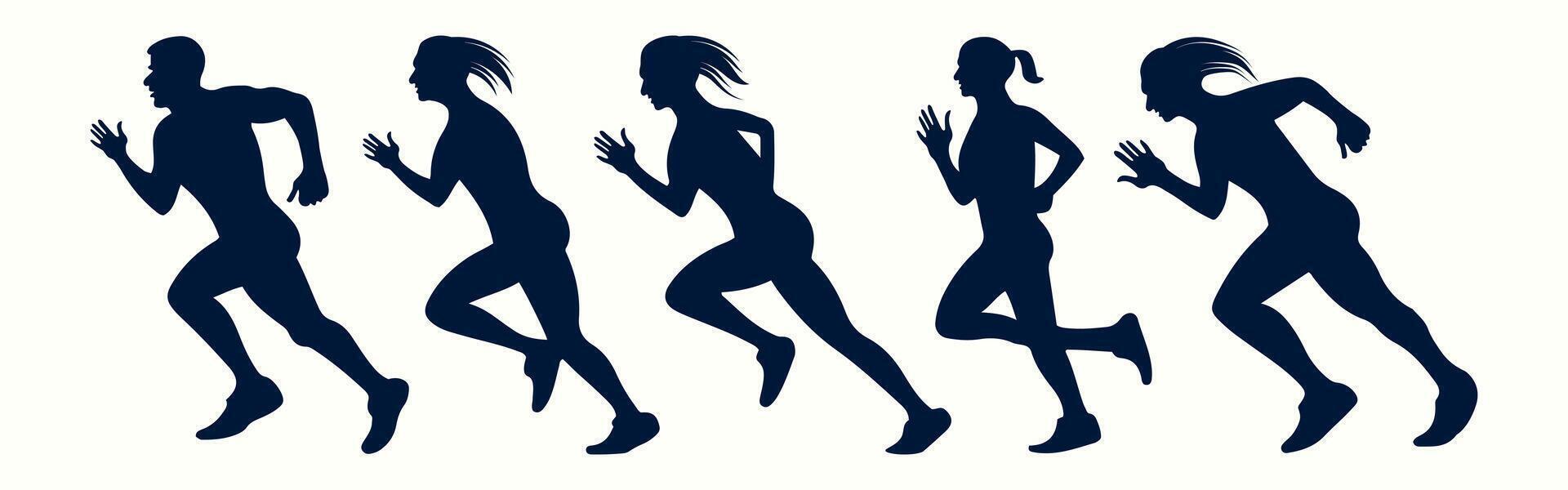Athletic like Running or Walking silhouettes vector