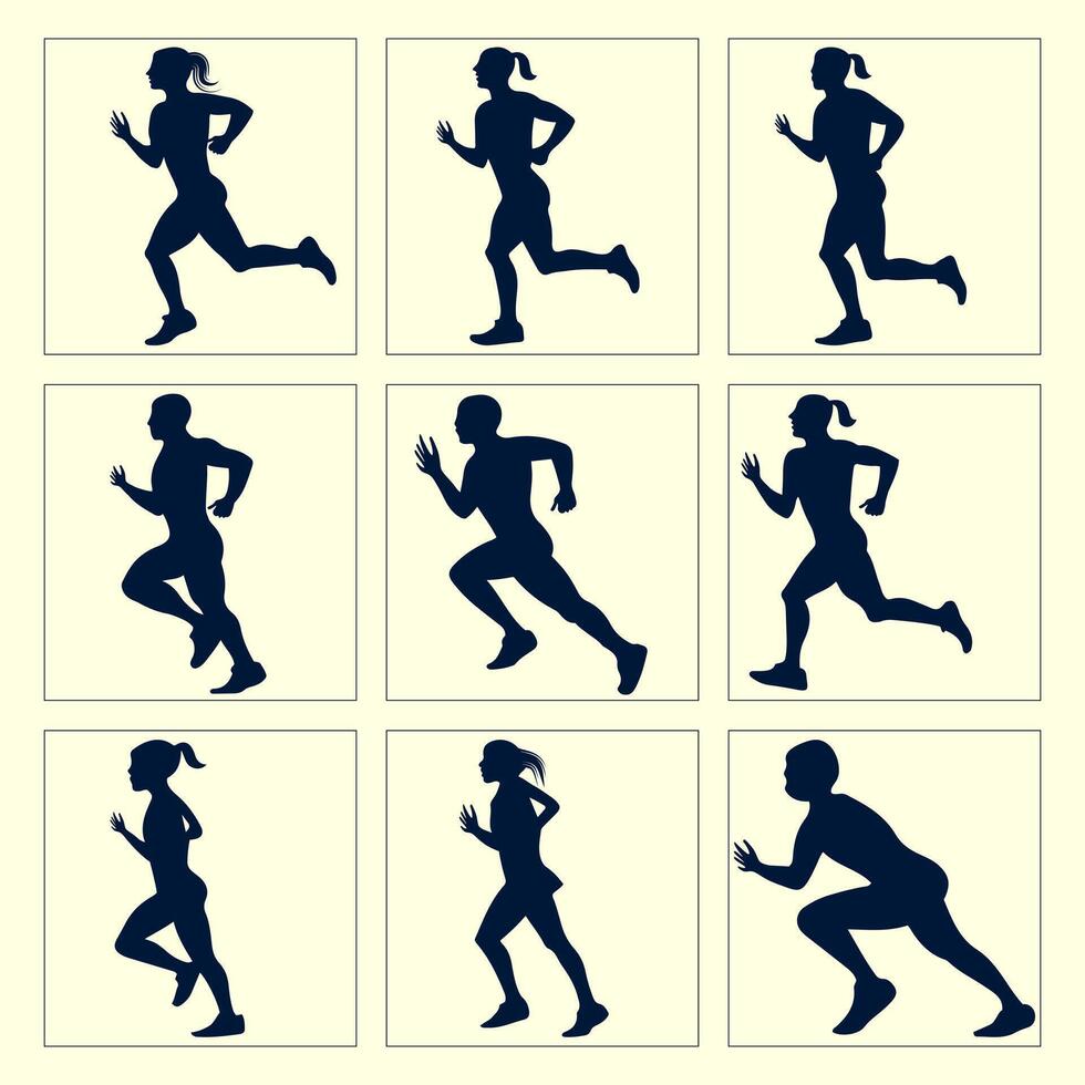 Athletic like Running or Walking silhouettes vector
