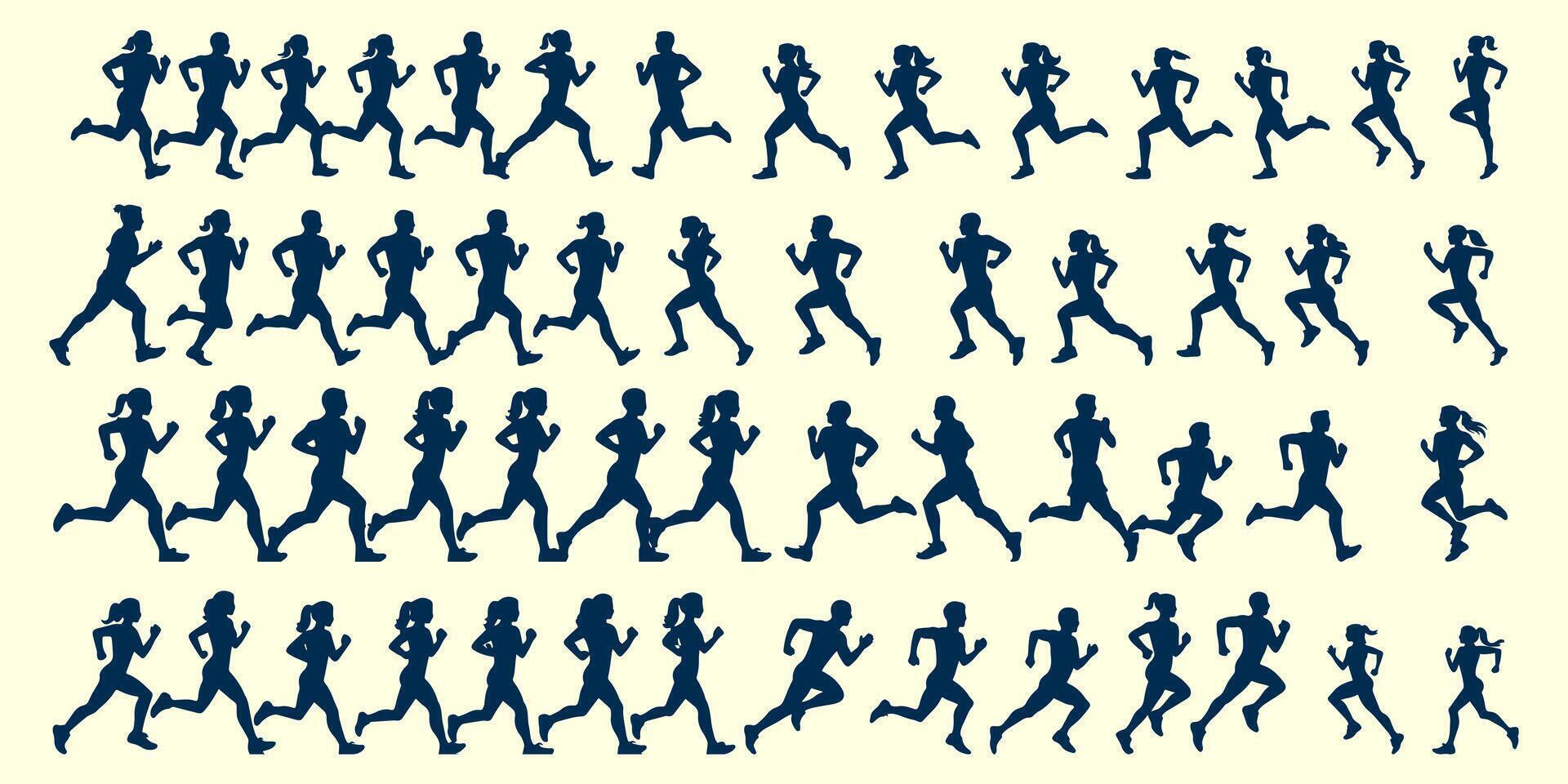 Jogging Running or Walking Silhouettes vector