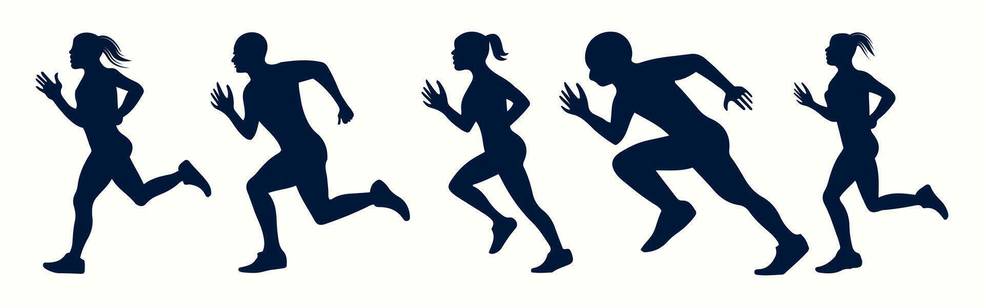 Athletic like Running or Walking silhouettes vector