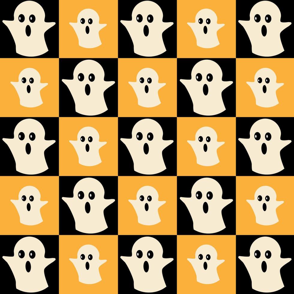 Geometric pattern Bauhaus Halloween of abstract shapes with horror holiday characters. vector