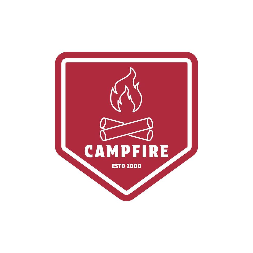 campfire logo design concept label badge vector