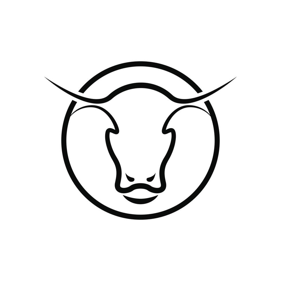 bull head logo design concept idea with label circle vector