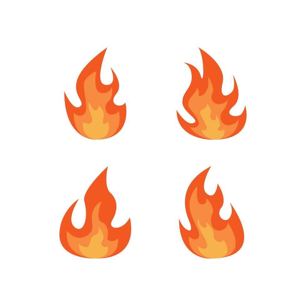 set of fire flame icon logo design template vector