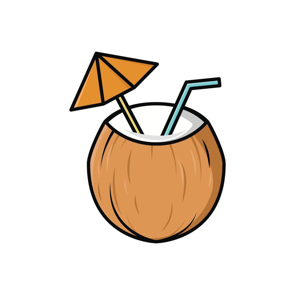 coconut milk drink icon design cartoon style vector