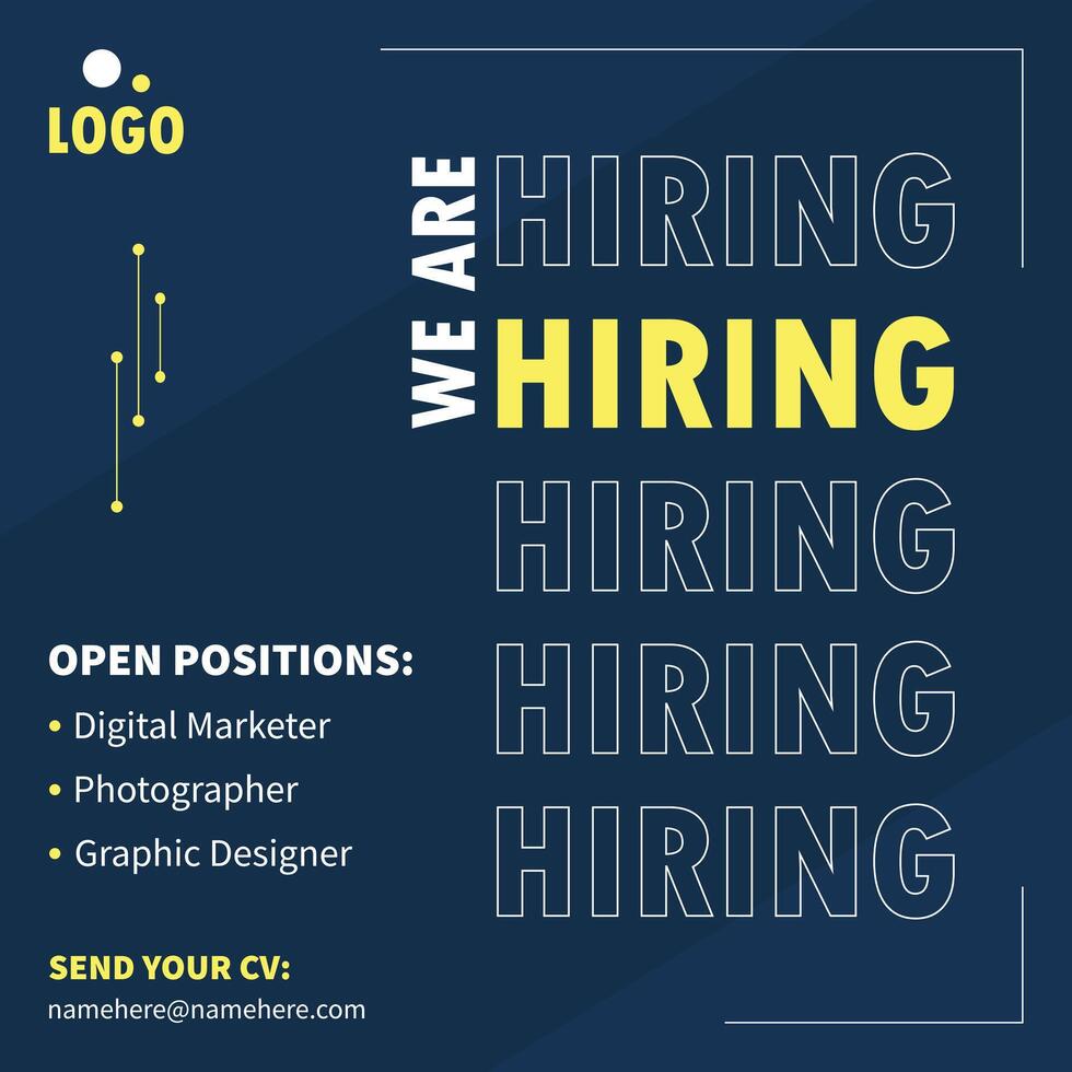We are hiring post, join our team announcement. Business concept of search and recruitment. Dark theme Social media template job vacancy recruitment. vector