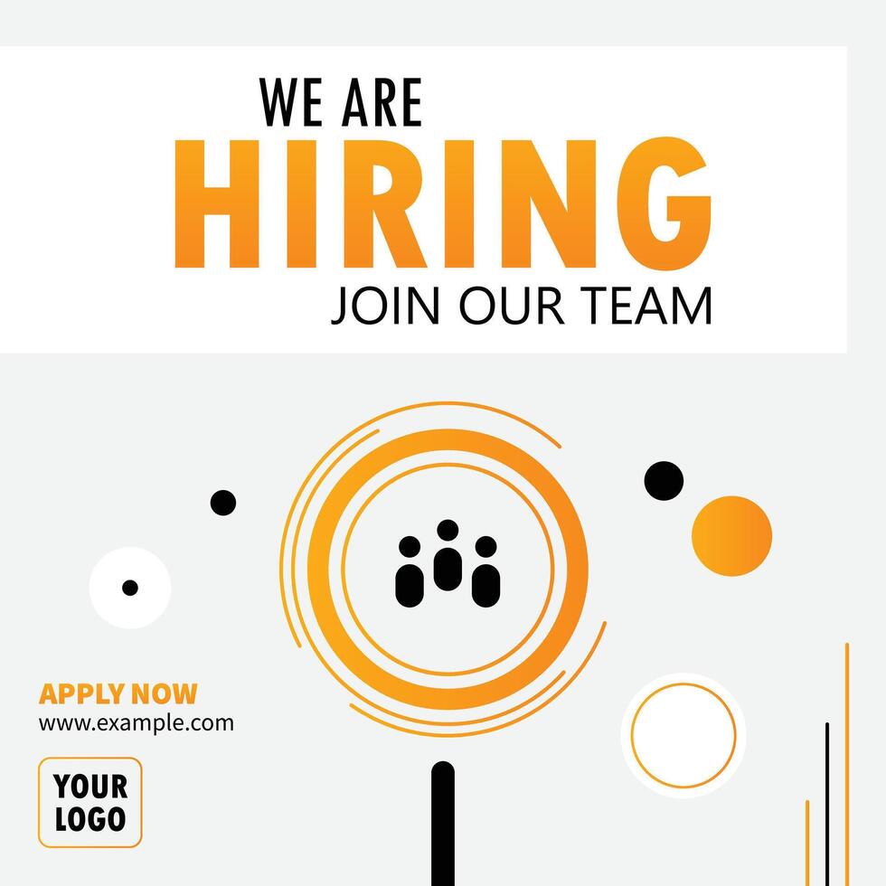 We are hiring post, join our team announcement. Business concept of search and recruitment. Social media template job vacancy recruitment. Abstract zoom tool. vector