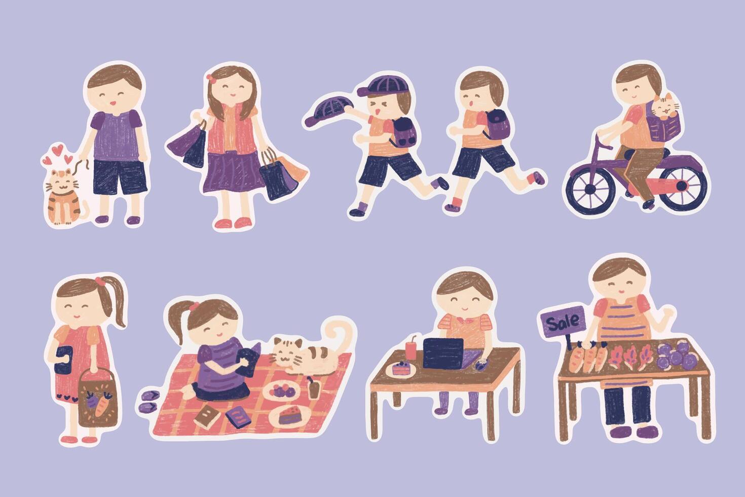 Cute Hand Drawn Daily Life Sticker vector