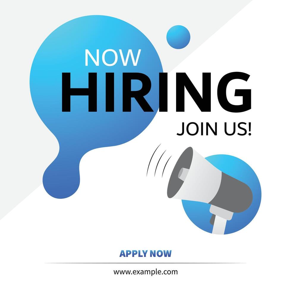 We are hiring post, join our team announcement. Business concept of search and recruitment. Social media template job vacancy recruitment. Loudspeaker illustration vector