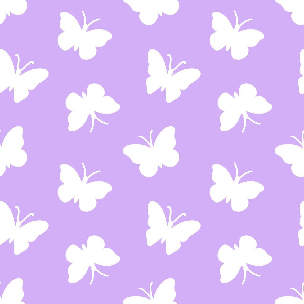 Y2k seamless pattern with butterfly. Background in trendy retro trippy 2000s style. Lilac color. Cute texture for surface design. vector